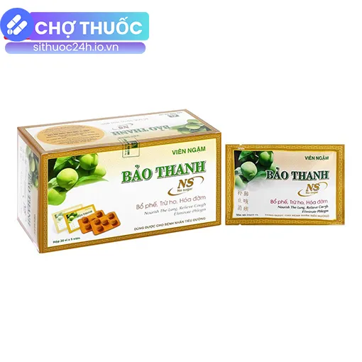 Viên ngậm Bảo Thanh không đường (Hộp 20 vỉ x 5 viên)